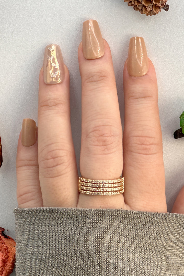 4 Row CZ Cocktail Ring adorned with four rows of sparkling cubic zirconia