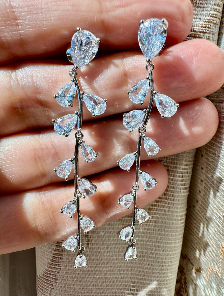 Vine drop cubic zirconia earrings