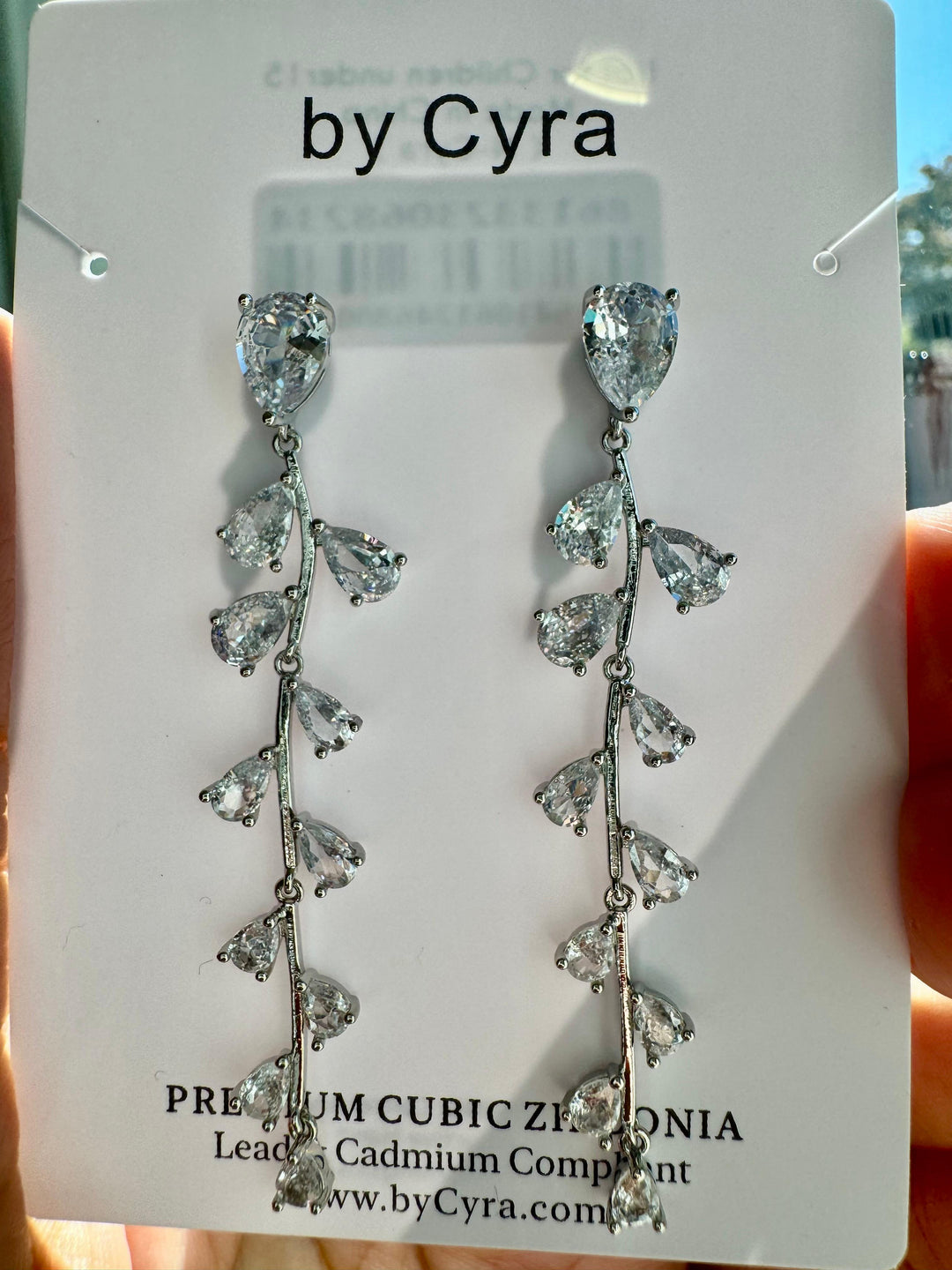 Vine drop cubic zirconia earrings