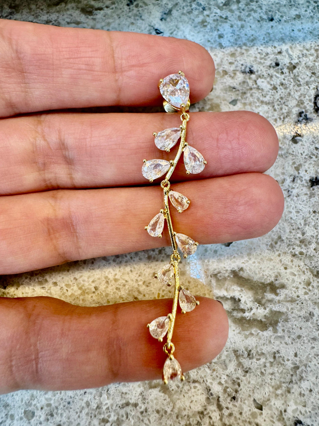 Vine drop cubic zirconia earrings