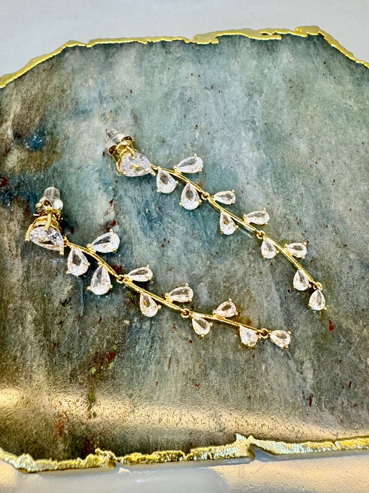 Vine drop cubic zirconia earrings