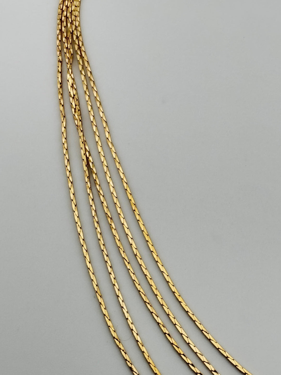 Gold Multi-Layer Necklace Earring Set with Layered Chains and Round Studs