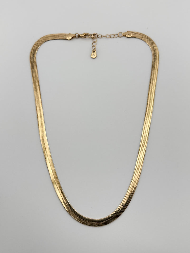 Gold Herringbone Necklace with Adjustable Length and Clasp - Gold-Tone Snake Chain Necklace for Women