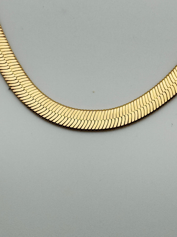 Gold Herringbone Necklace with Adjustable Length and Clasp - Gold-Tone Snake Chain Necklace for Women