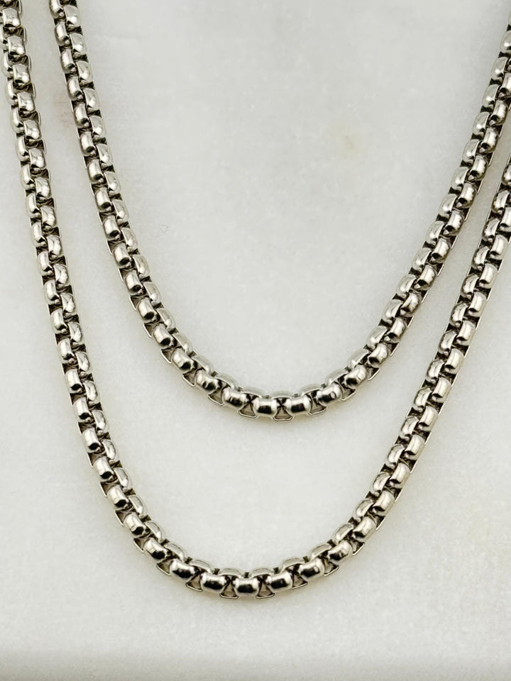 Stainless Steel Box Chain Necklace, men's necklace, stainless steel, box chain, metal chain, fashion jewelry, accessory, everyday wear, durable, stylish, classic