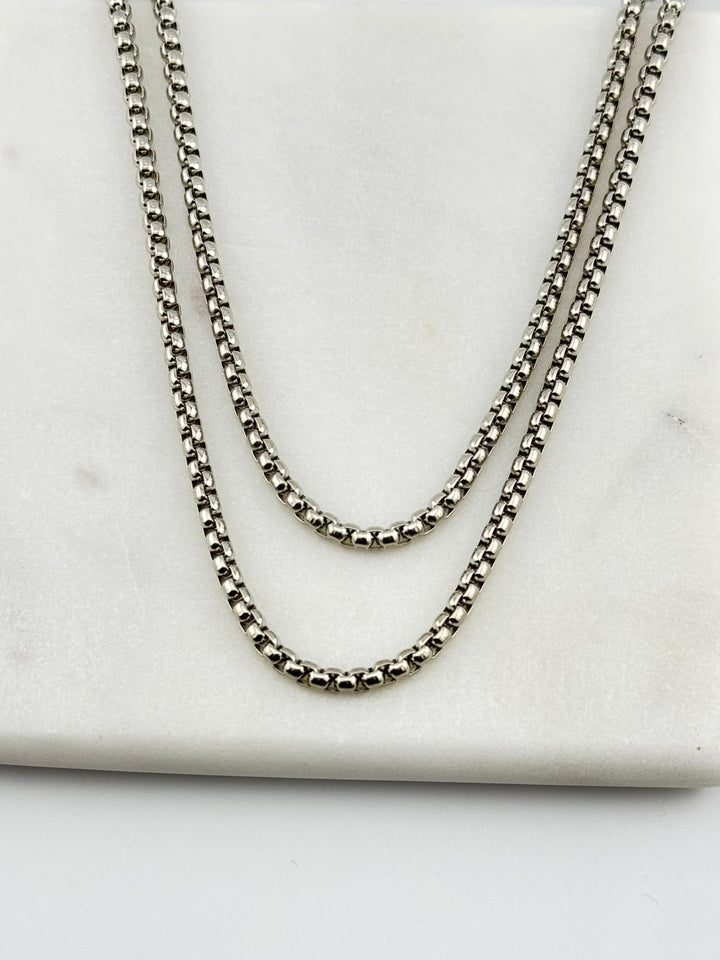 Stainless Steel Box Chain Necklace, men's necklace, stainless steel, box chain, metal chain, fashion jewelry, accessory, everyday wear, durable, stylish, classic