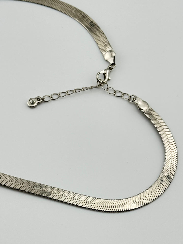 Gold Herringbone Necklace with Adjustable Length and Clasp - Gold-Tone Snake Chain Necklace for Women